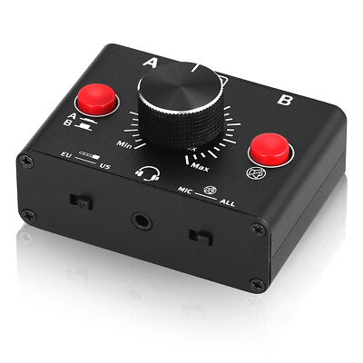 Mini 2-Way Microphone Headphone/Speaker Audio Switcher Box A/B Stereo Selector