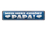 Blechschild Spruch 46X10Cm Mein Herz GehöRt Papa Dekoration