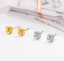 925 Silver Post Small Flower Rose Stud Earrings 5mm Women Girl S6