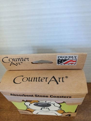 Counter Art Absorbent Stone Coasters/Cork Back. New In Box. Set of 4. - Picture 4 of 6