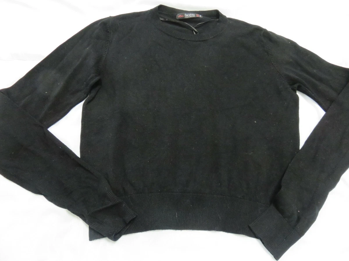 BERSHKA KNITWEAR LOVELY BLACK ULTRA FINE STRETCH JERSEY JUMPER UK 8 10 PETITE eBay