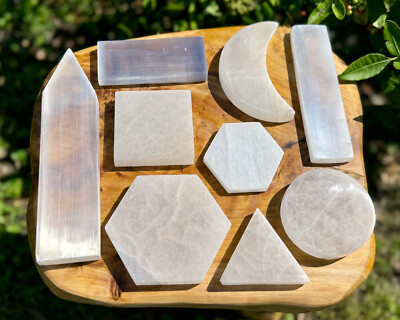 Selenite Charging Station Plate: Circle Hexagon Moon Rectangle Square Triangle