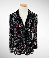 Chico  s Travelers Abstract Print Buttonfront 3/4-Sleeve Jacket, Size 1 S 