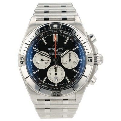 Breitling Chronometer Black Dial Stainless Steel 42mm Automatic Mens AB0134