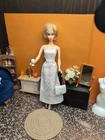 Vintage Barbie Clone Outfit - White & Silver Gown, Custom Purse, Silver Pumps +