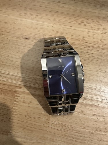 Guess U10014G2 Men's Square Blue Dial Watch ~