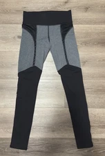 Michi Lace Up Ribbon Leggings Black Gray Small Mid Rise EUC