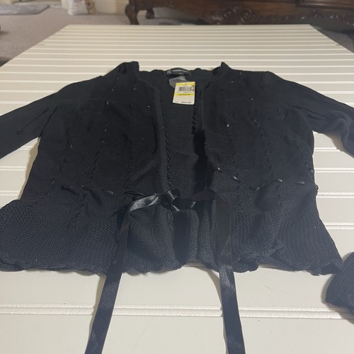 NWT INC International Concepts Y2K Black Silk Cardigan Size Medium $69 - Picture 9 of 16