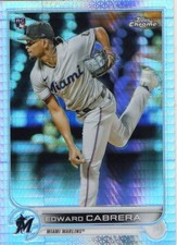 2022 Topps Chrome Edward Cabrera Rookie Card #64 - Marlins NM/MT. rookie card picture