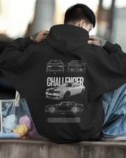 Challenger Hoodie Fan Art Racing Muscle Car Graphic Sweatshirt Unisex