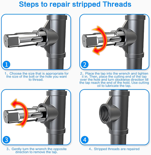 6-Piece NPT Pipe Tap Set, 1", 3/4", 1/2", 3/8", 1/4", 1/8" NPT Tap Set, Carbon S - Picture 4 of 12