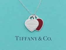 Tiffany & Co Return To Red Double Heart Sterling Silver Necklace