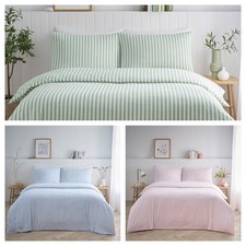 Duvet cover set candy stripe bedding sage green baby pink soft blue bed linen