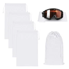 4-Pack Ski Goggle Bag, 9.8" x 5.9" Microfiber Bag for Snow Goggles [White]