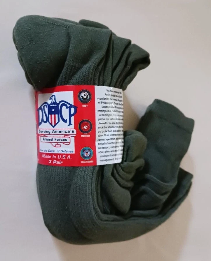DSCP Military Socks, Green, 3 Pair, Size XL 14 - 16