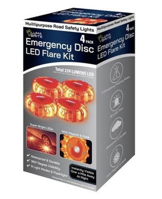 Luma Brite Emergency Disc LED Flare Kit. Multipurpose Road Safety Lights