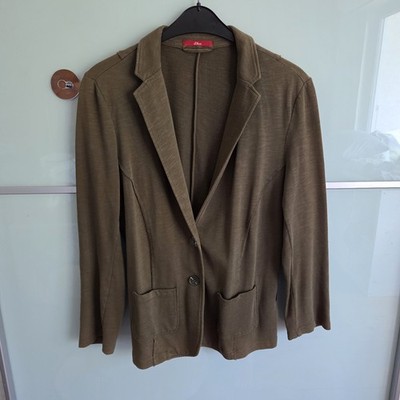 s.Oliver Blazer Damen Größe 44 Oliv Khaki Business Freizeit Jersey Jacke