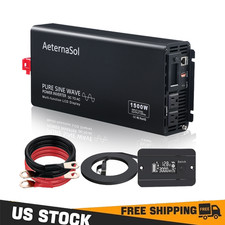 Pure Sine Wave Inverter 1500W 12V DC to 120V AC Power Inverter Off Grid Solar RV