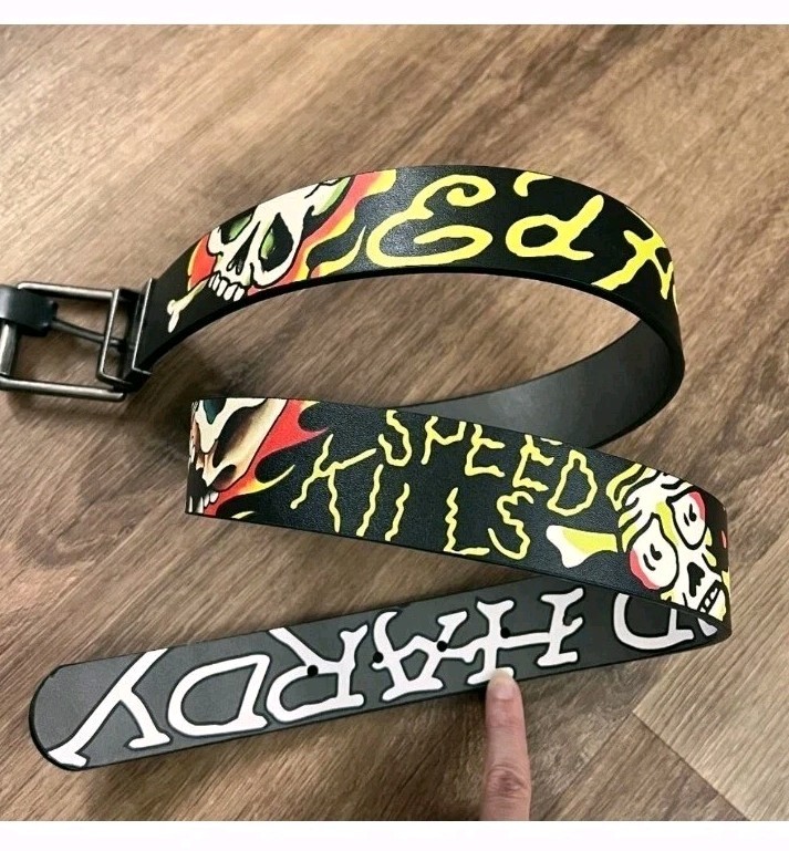 NEW Ed Hardy Reversible 2-in-1 Belt = 1. Live To Ride Flame  display picture 1
