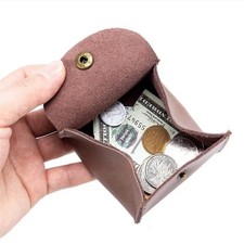 Genuine Leather Mini Wallet Coin Purse Earbuds Storage Pouch Vintage 6 Colors