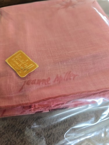 Pink Thistle Jeanne Miller Design Kimball Hankie Handkerchief Linen Kimball 15" - Picture 6 of 6