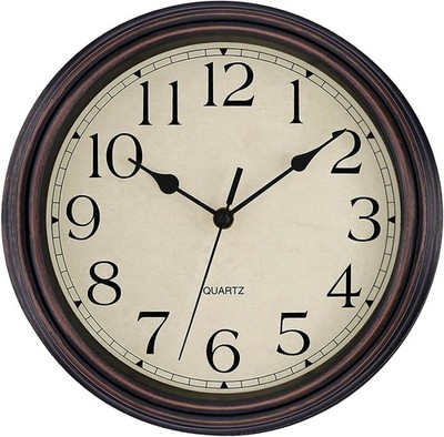 Retro Silent Non-Ticking Round Classic Clock Quartz Decorative Battery Operated