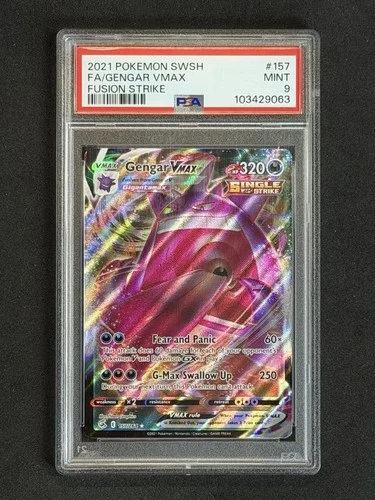2021 Pokémon Sword And Shield Gengar Full Art VMax Fusion Strike PSA 9