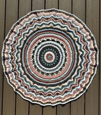 Handmade Crochet Afghan Mandala Baby Blanket Heirloom Lap Throw 40" Photo Prop