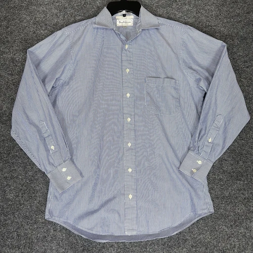 Camicia elegante Burberry London uomo 15 33 blu manica lunga bottoni tasca casual