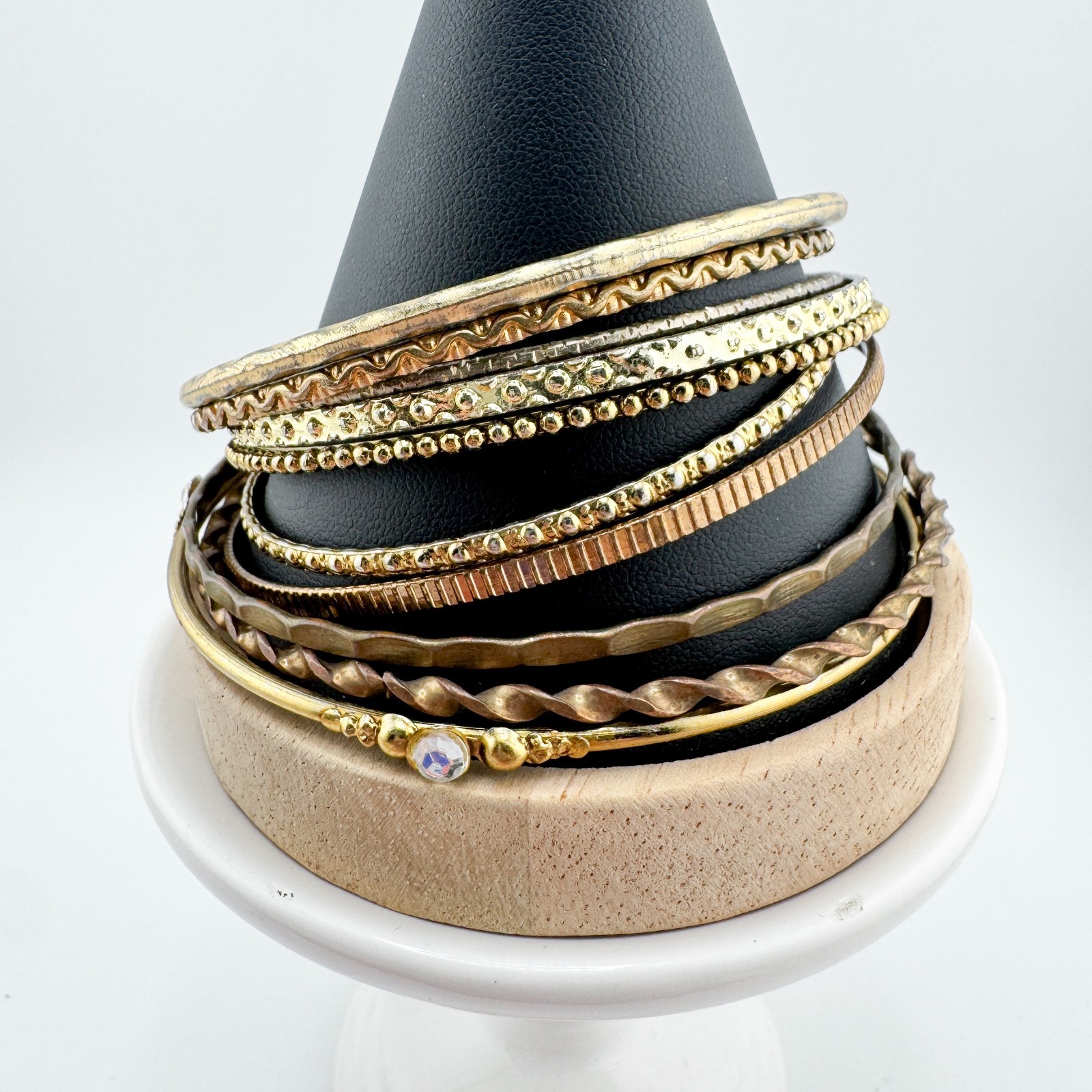 Vintage Mixed Stackable Bangle Bracelet Set Gold … - image 1