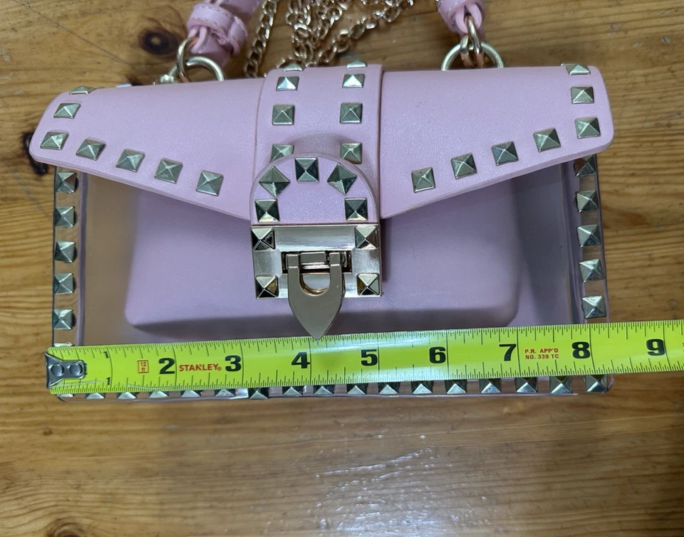 Mujeres Lujo Tachonado Bolso de Hombro Bandolera Cadena Fiesta Bolso de Mano Bolsa Rosa Transparente Foto 4 de 4