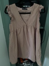 Baby Doll Style Dress Rose Pink M Ruffle Sleeves.