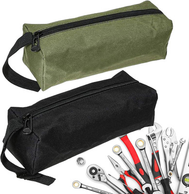 2 Pack Canvas Tool Pouch with Zipper, Tool Pouch Bag, Multi-Purpose Small Zip