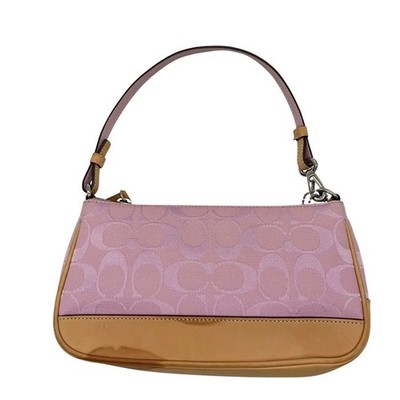 Coach Signature Demi mini Pouch Hand Bag Canvas Leather Pink