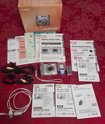 Canon PowerShot A530 5.0MP 4X Optical Zoom Digital Camera, 2 GB SD Card, Manuals