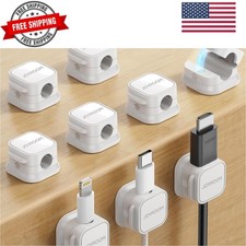9 Pack Magnetic Cable Clips Cable Smooth Adjustable Cord Holder, Under Desk...