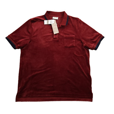 Agtaw Men Polo LARGE Bburgundy AGTAWH St Moritz Powder Velour Shirt Short Sleve