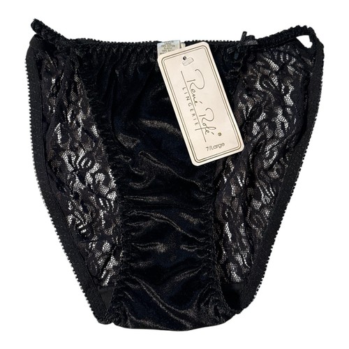 Vintage Rene Rofe Vintage Rene Rofe String Bikini Panties Velvet See Through Black Lace ...