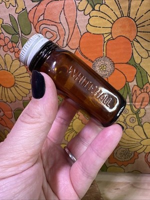 Small Vintage Embossed  Dristan Whitehall Medicine Bottle Amber W/ Screw On Lid
