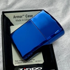 Zippo Armor Shine Ray Cut Blue Coating New Collectible Gift