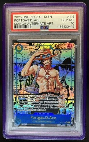 2025 One Piece Carrying On His Will Portgas.D.Ace Manga Art SSP #OP13-119 PSA 10