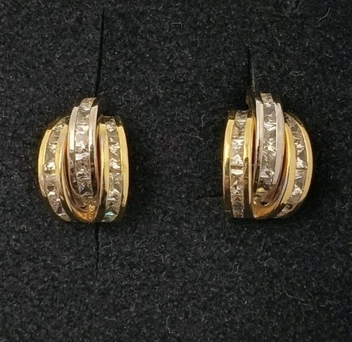 Boucles D'oreilles Or 18K 750 - Fleur Avec Zirconias 4mm - Neuf Avec étiquettes