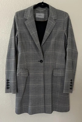 MARELLA BY MAX MARA Houndstooth Plaid Blazer SIZE 8 MEDIUM M Black, White, Beige