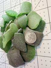GR 2267 Genuine Surf-Tumbled Green Sea Glass Curvy - for display and crafts