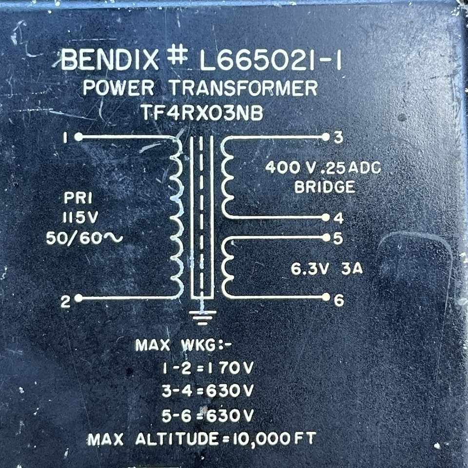 NOS BENDIX #L665021-1 Tube Amplifier Power Transformer 400V 250mADC 6 ...