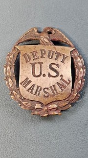 Obsolete Deputy US Marshal Badge Las & Co. Solid Brass