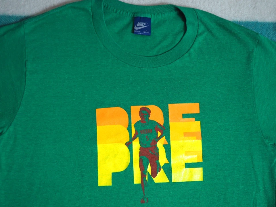 Camiseta De Colección Años 80 Nike Prefontaine 1984 Oregon Track Run Arte Verde Para Hombres L Foto 3 de 4