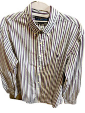 Ralph Lauren Mens Large Purple Striped Long Sleeve Button Down Custom Fit 16-1/2