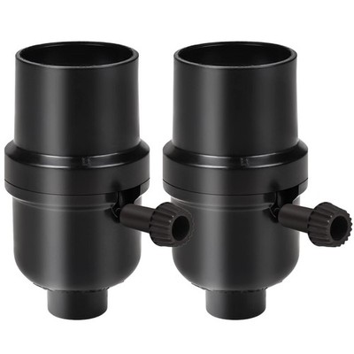 2 Pack 3-Way Lamp Socket Replacement E26 Base   UL Listed Turn Knob Low-Med