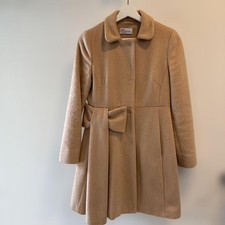 RED VALENTINO Beige Wool Mohair Ribbon Long Coat
